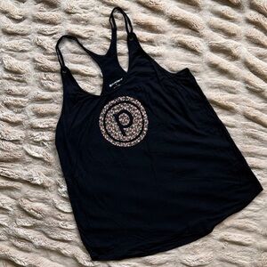 Pure Barre Black Racerback Tank with Floral Logo
